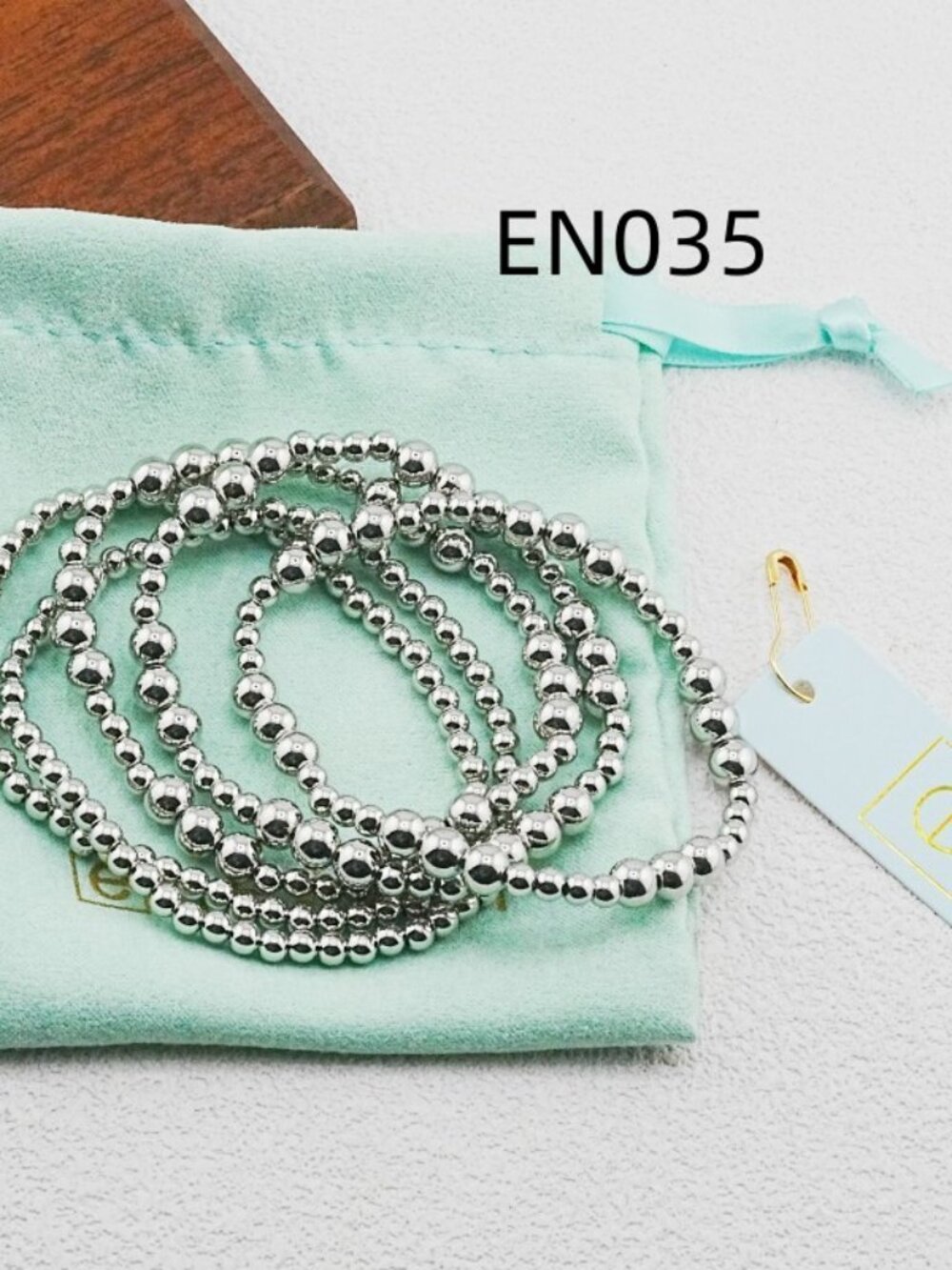 Enewton Platinum Bead Five-Piece Bracelet Set